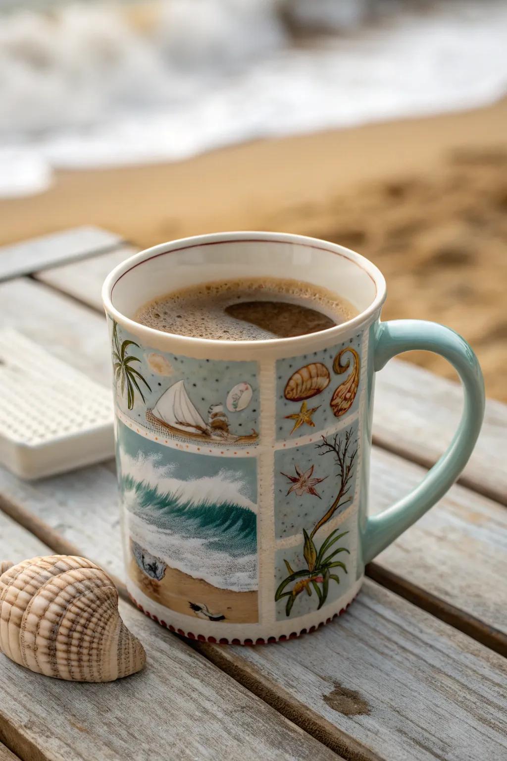 Commence your day with a beachy vibe using a seaside-themed cup.