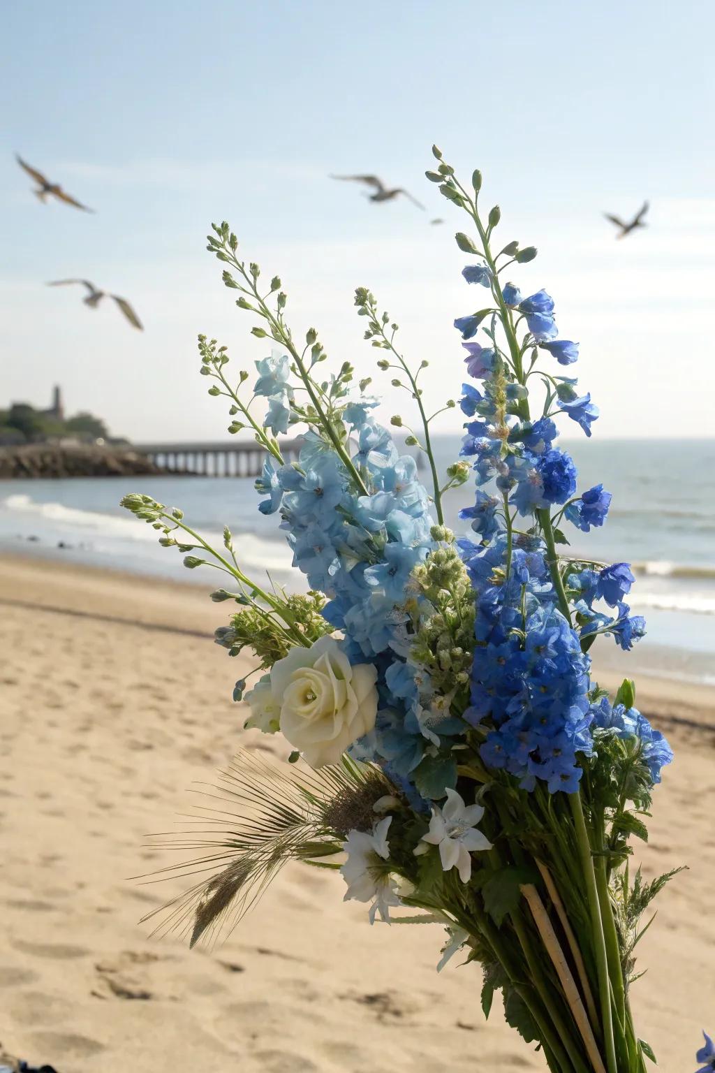 A bouquet featuring blue shades that reflect the ocean's splendor.