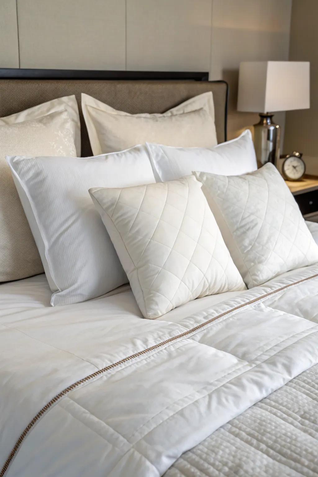 Embrace minimalist elegance through a streamlined cushion arrangement.