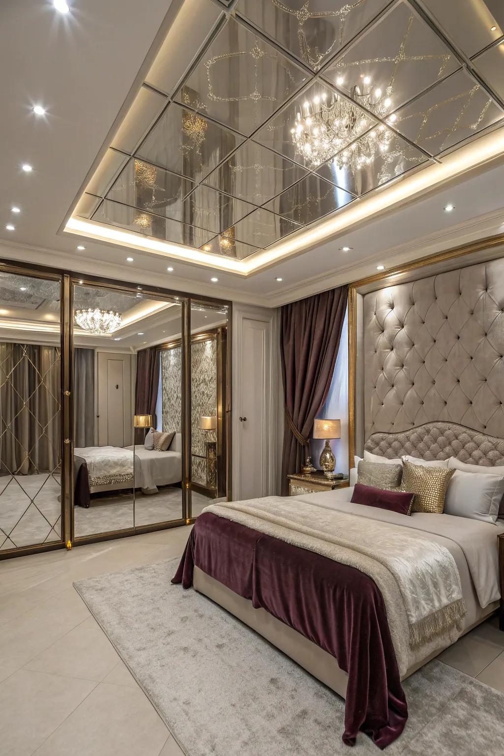 Introduce opulence with mirrored ceiling boards.