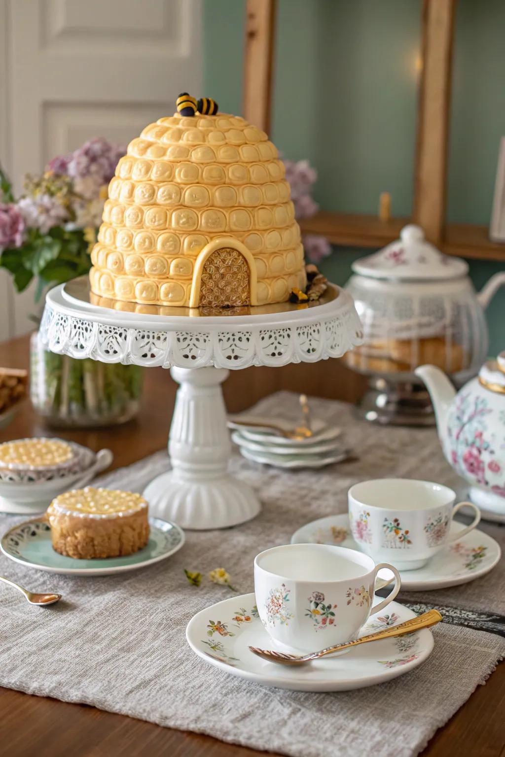 A beehive cake stand is the focal point of any sweet gathering.