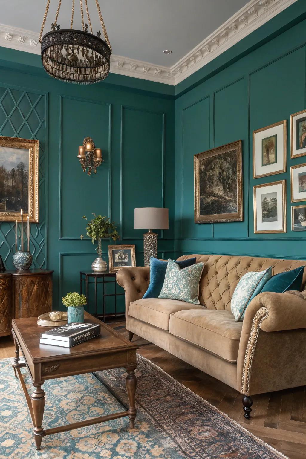 Teal adds a sense of luxury and sophistication