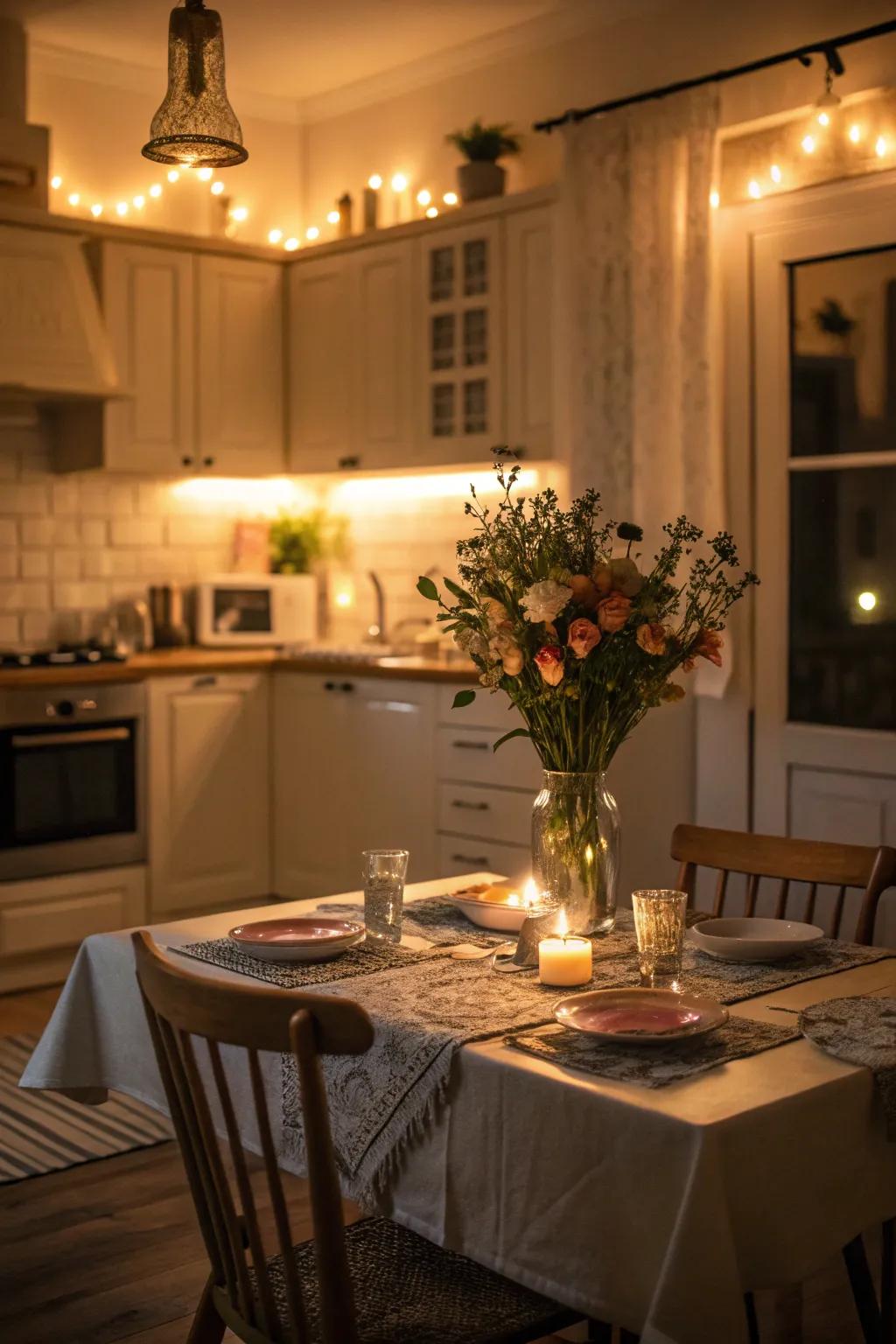 Set the mood with soft surrounding lighting.