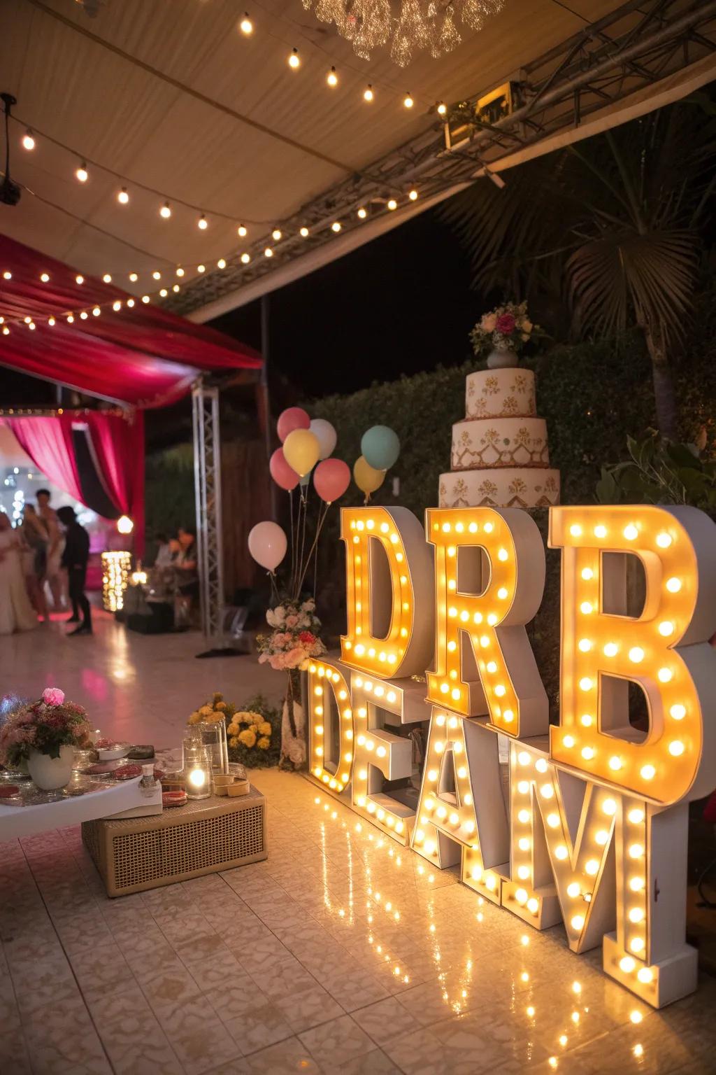 Marquee letters create striking, unforgettable moments.