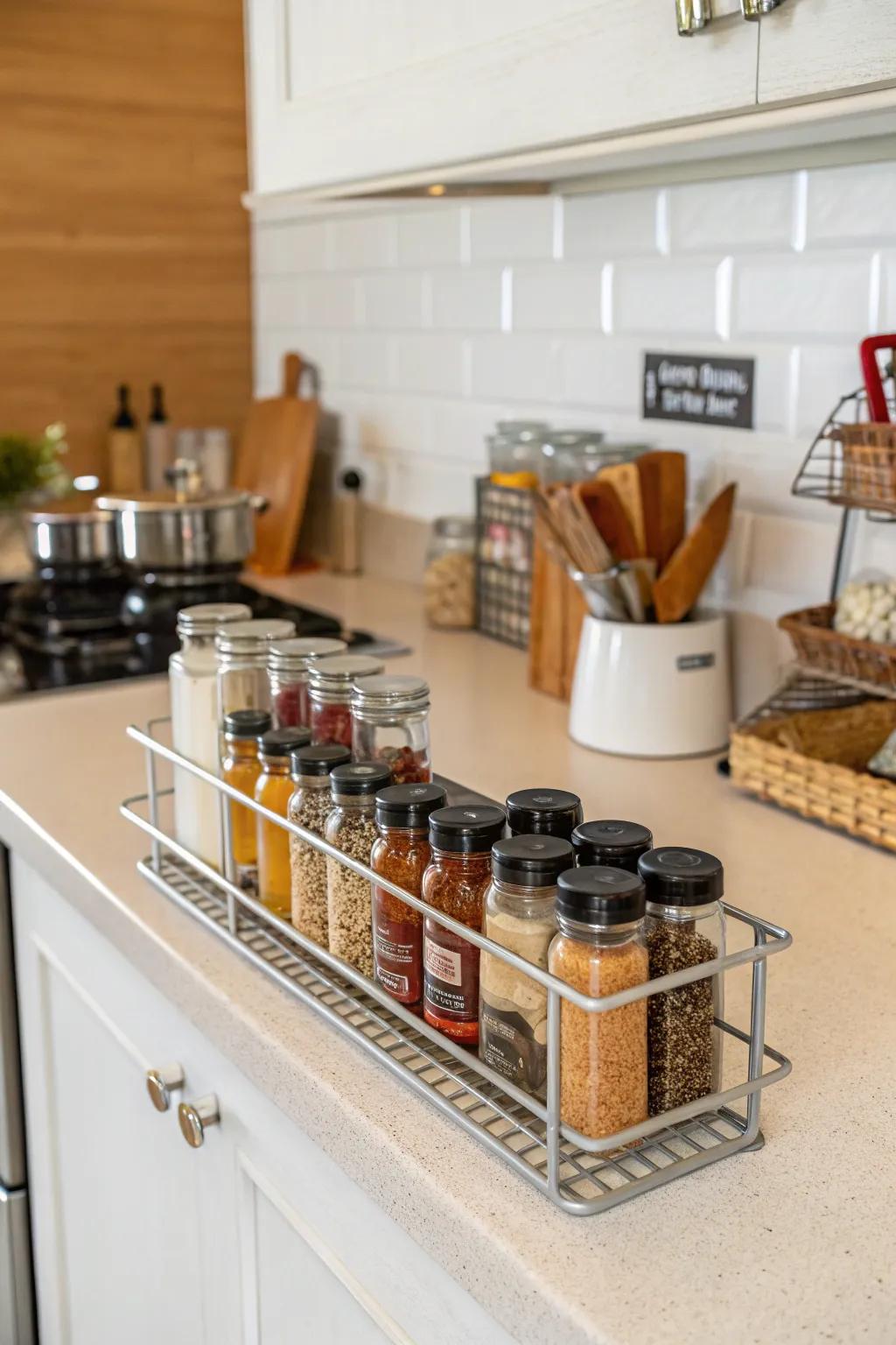 Minimalist and useful wire spice racks.