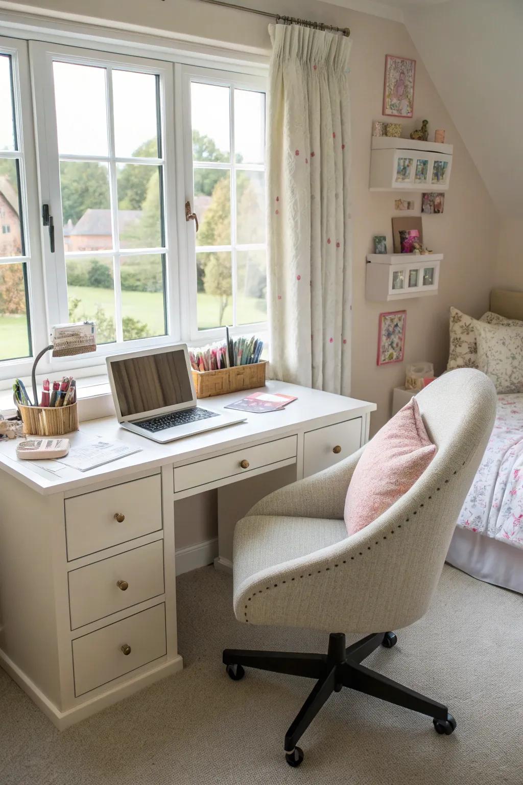 A chic work desk that inspires creativity and productivity.