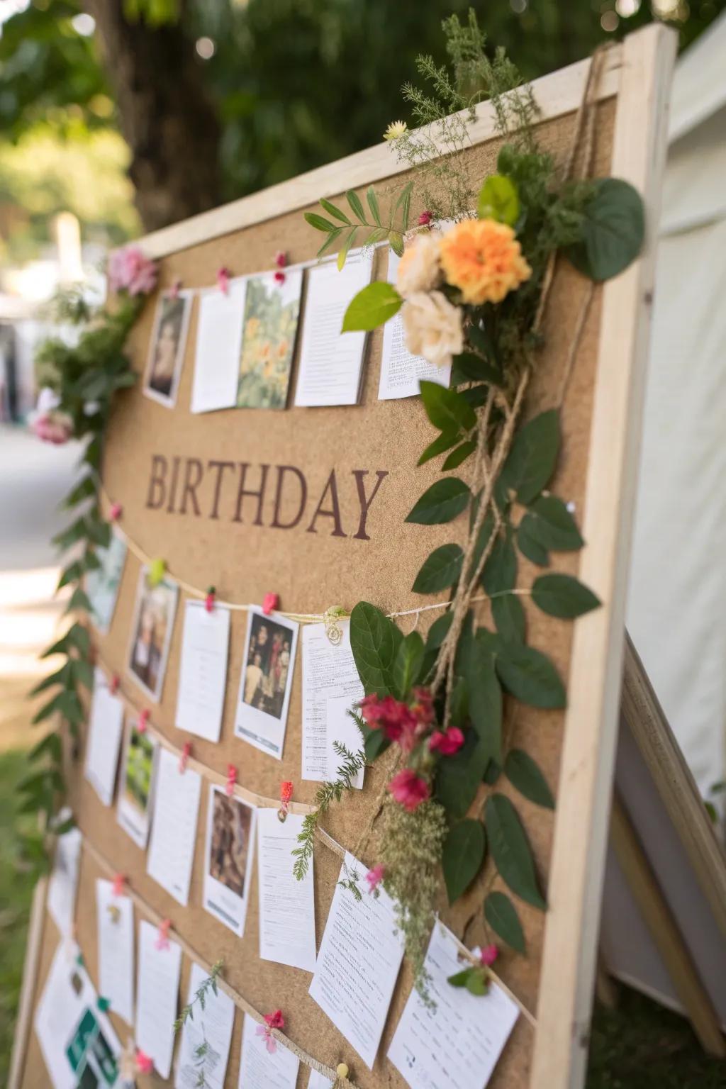 Nature-themed birthday board with a revitalizing essence.