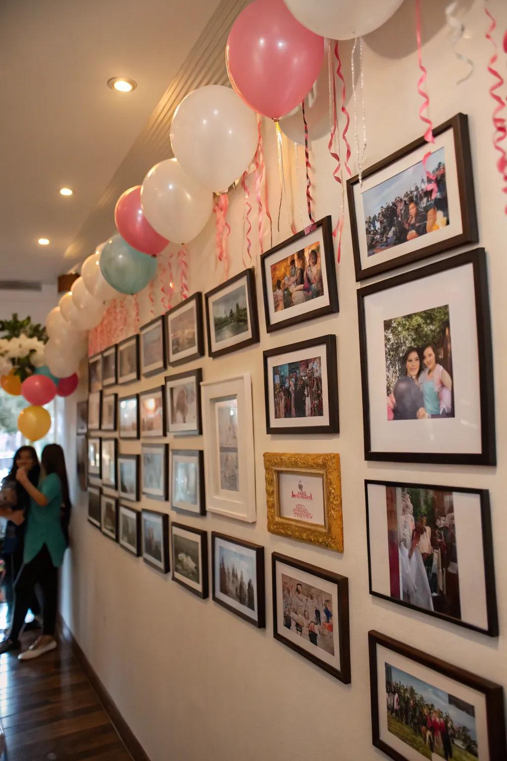 A photo collage wall adds a sentimental, personal touch.