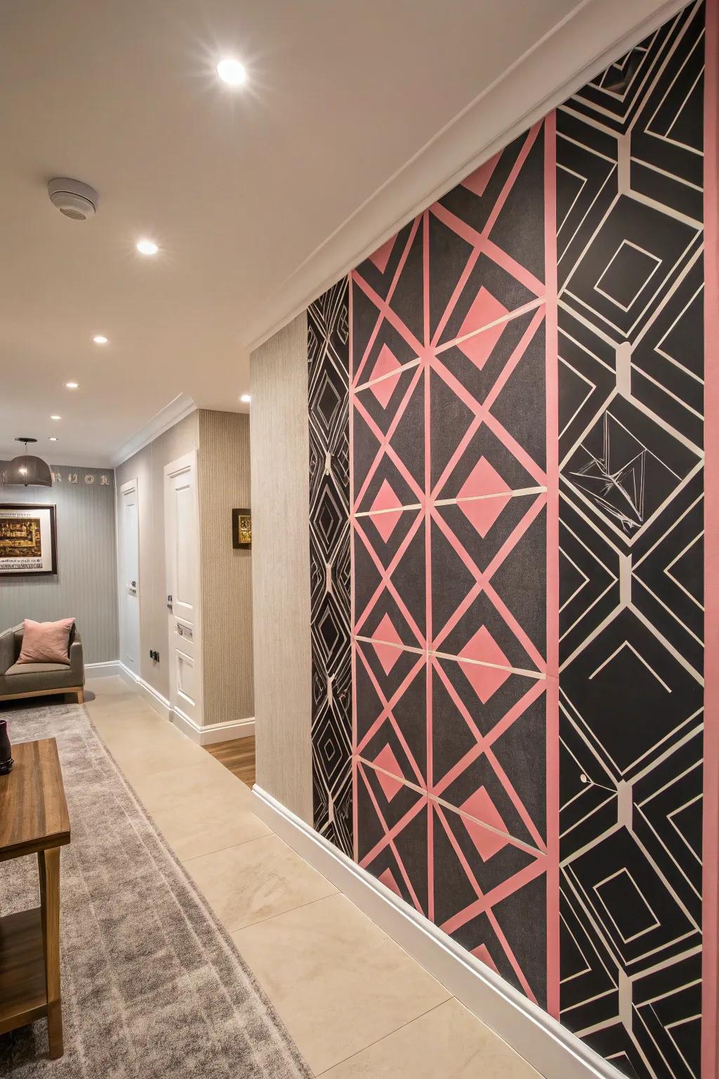 Geometric designs fill the room with energy and movement.