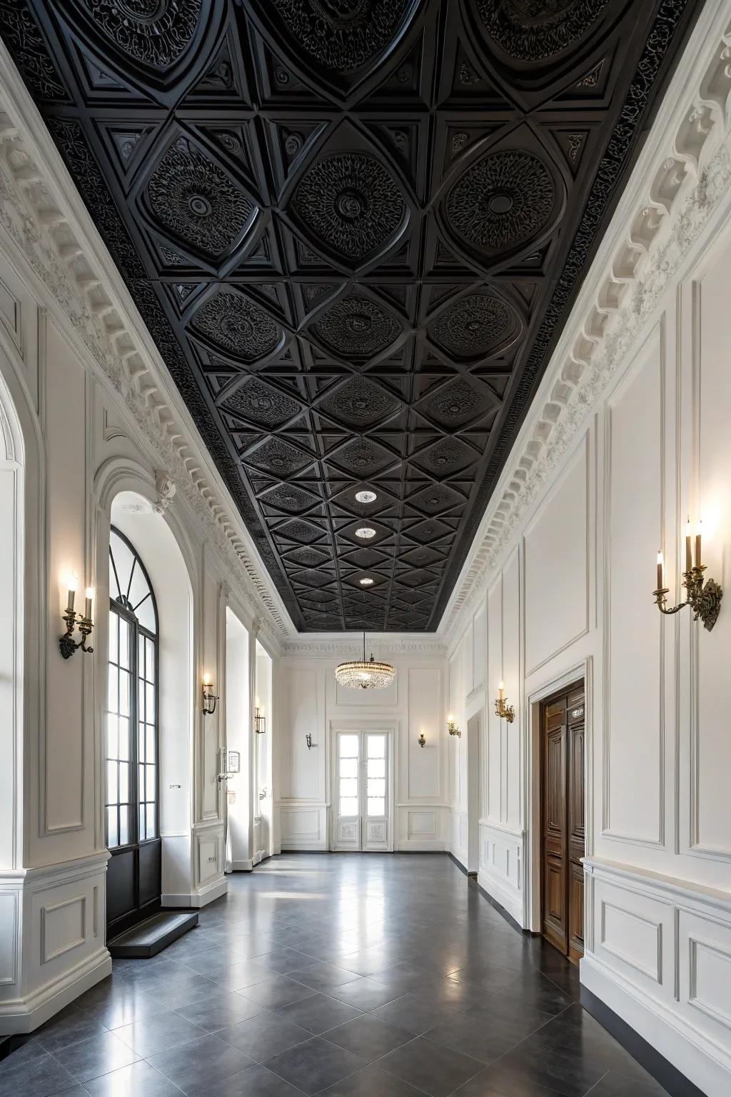 A dark overhead plane adding drama to a room.