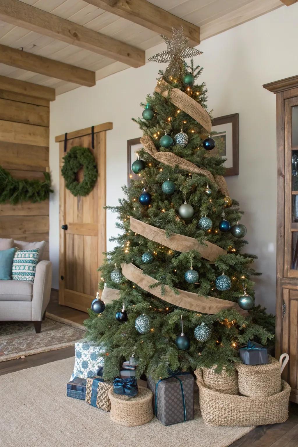 A tree in moss and slate tones, transforming your space into a cozy and rustic retreat.
