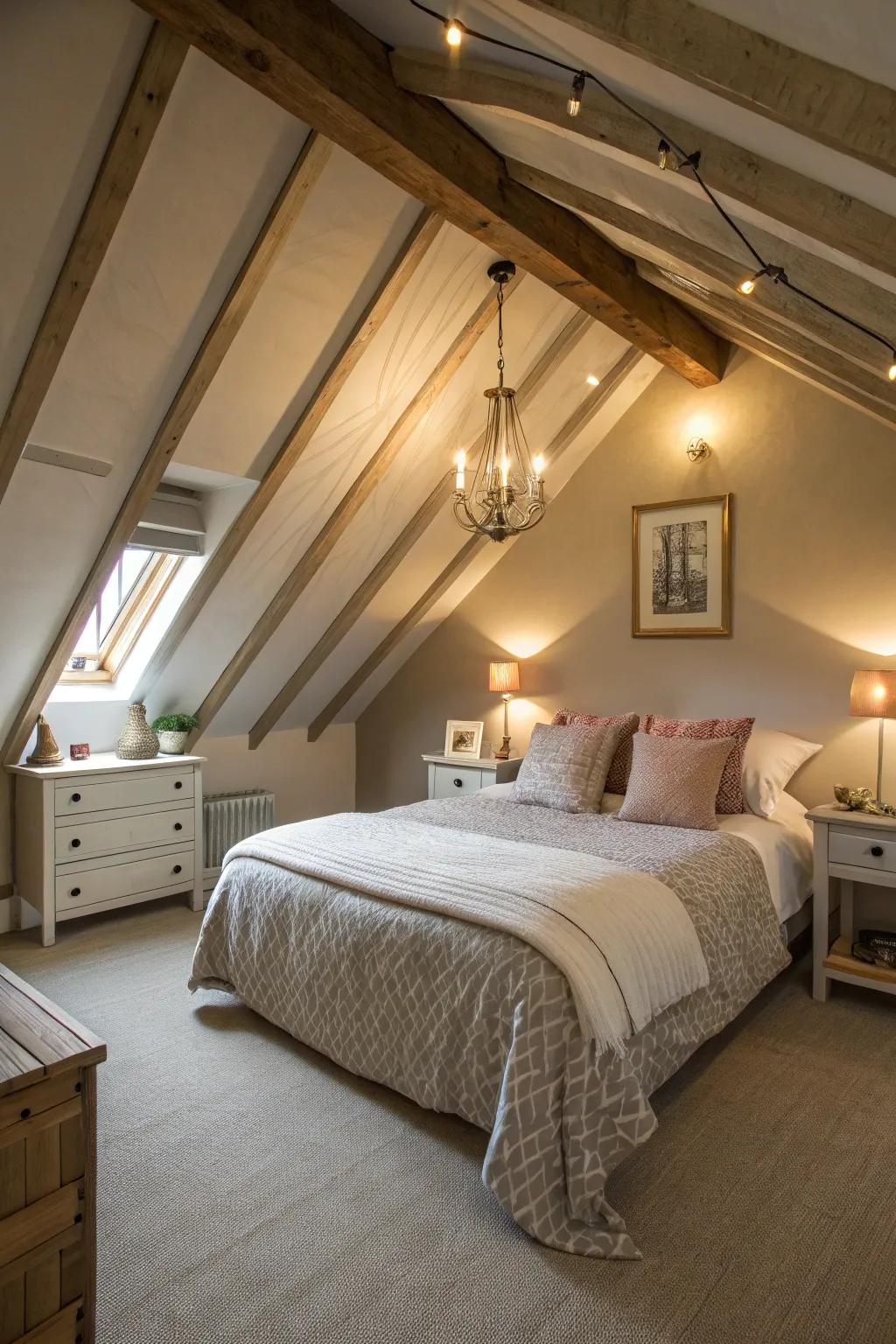 Transform an attic into a unique and inviting sleep area.