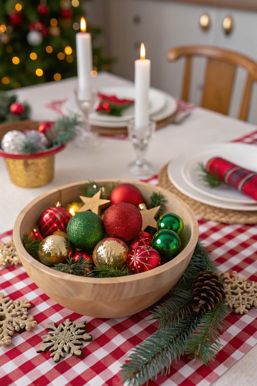 Celebratory holiday cheer with vibrant baubles
