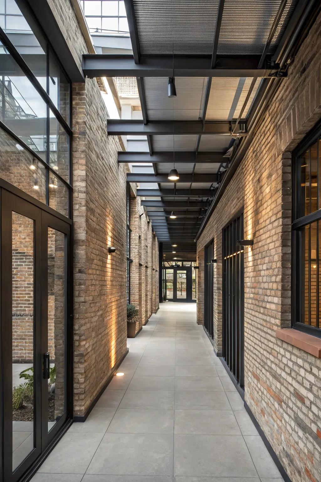 An industrial chic breezeway that combines style with edginess.