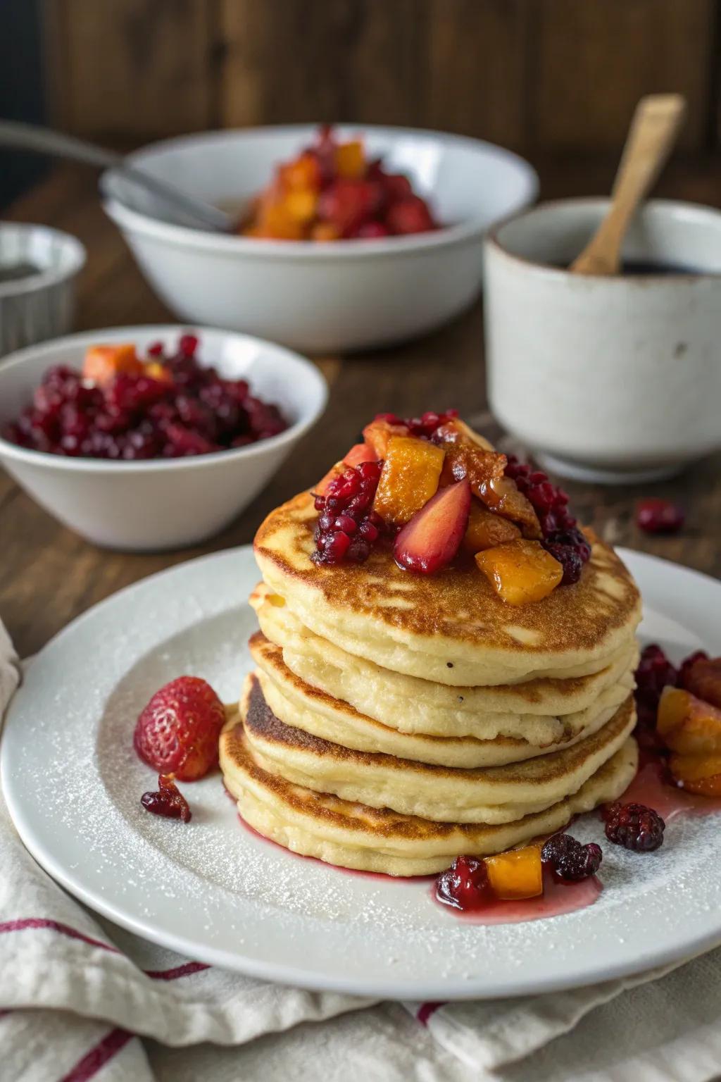Flapjacks with topping: an enduring brunch favorite.