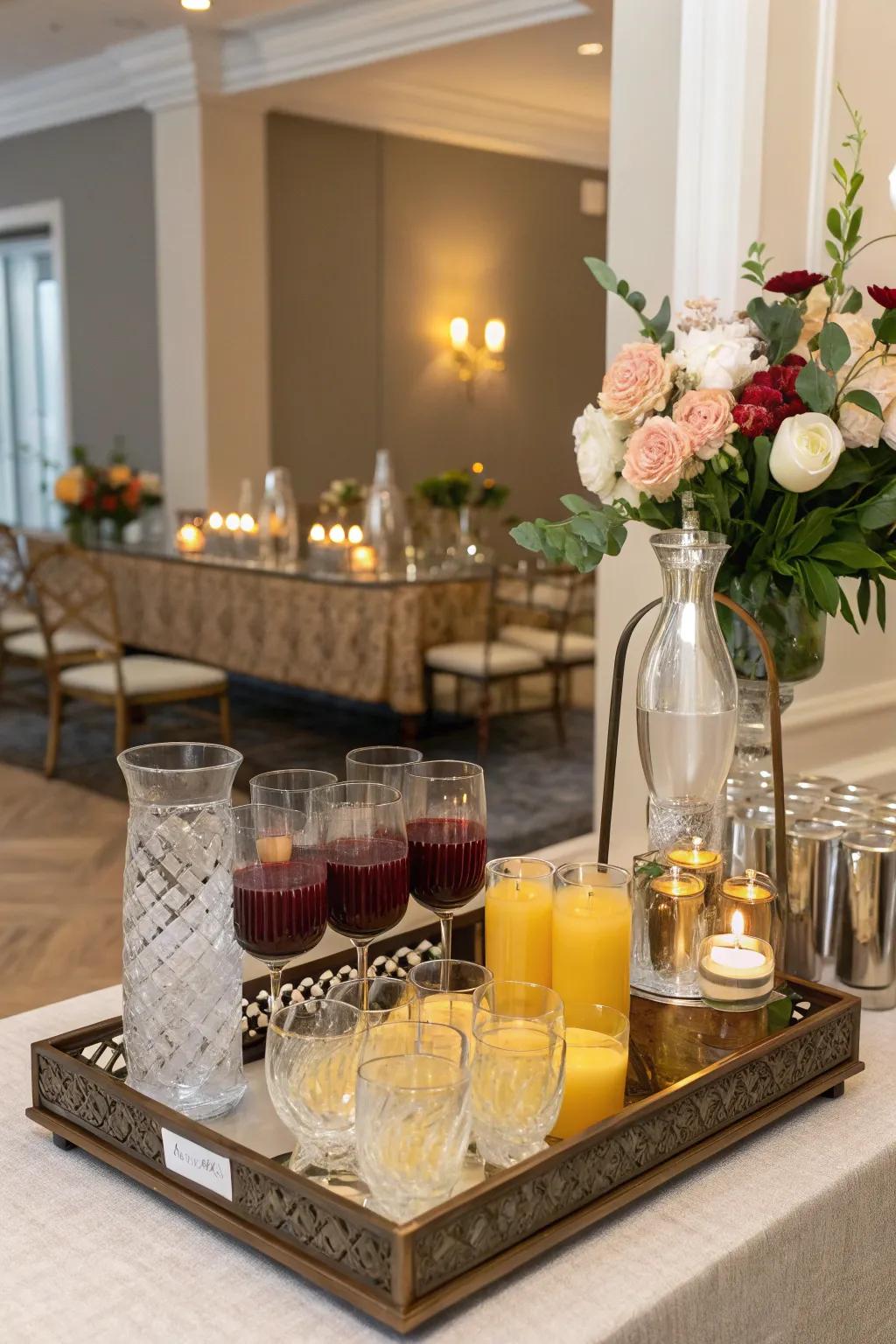 A dedicated beverage station enhances the seamlessness of your buffet.
