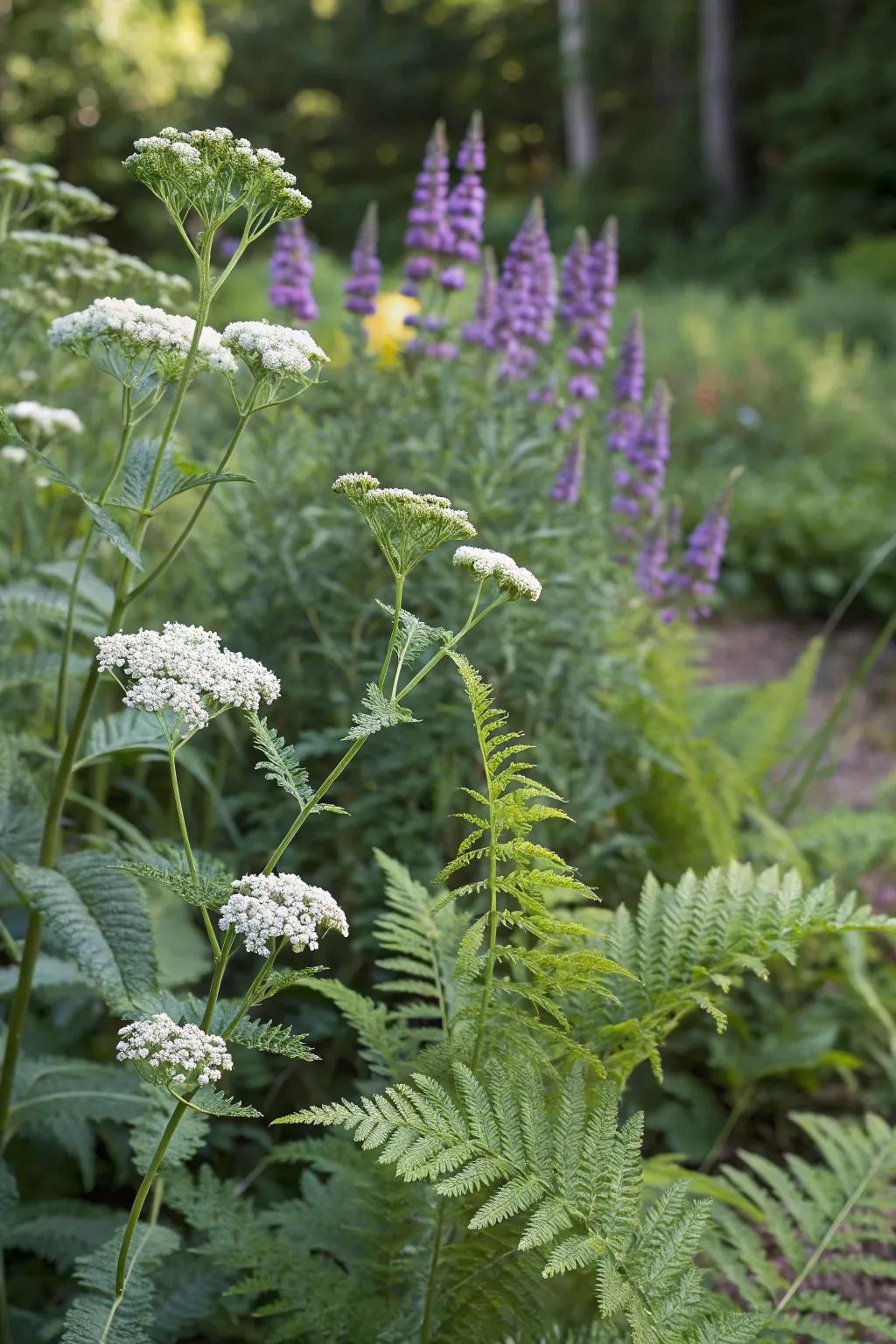 Achillea and summer lilac fashion a textured and surprising garden duo.