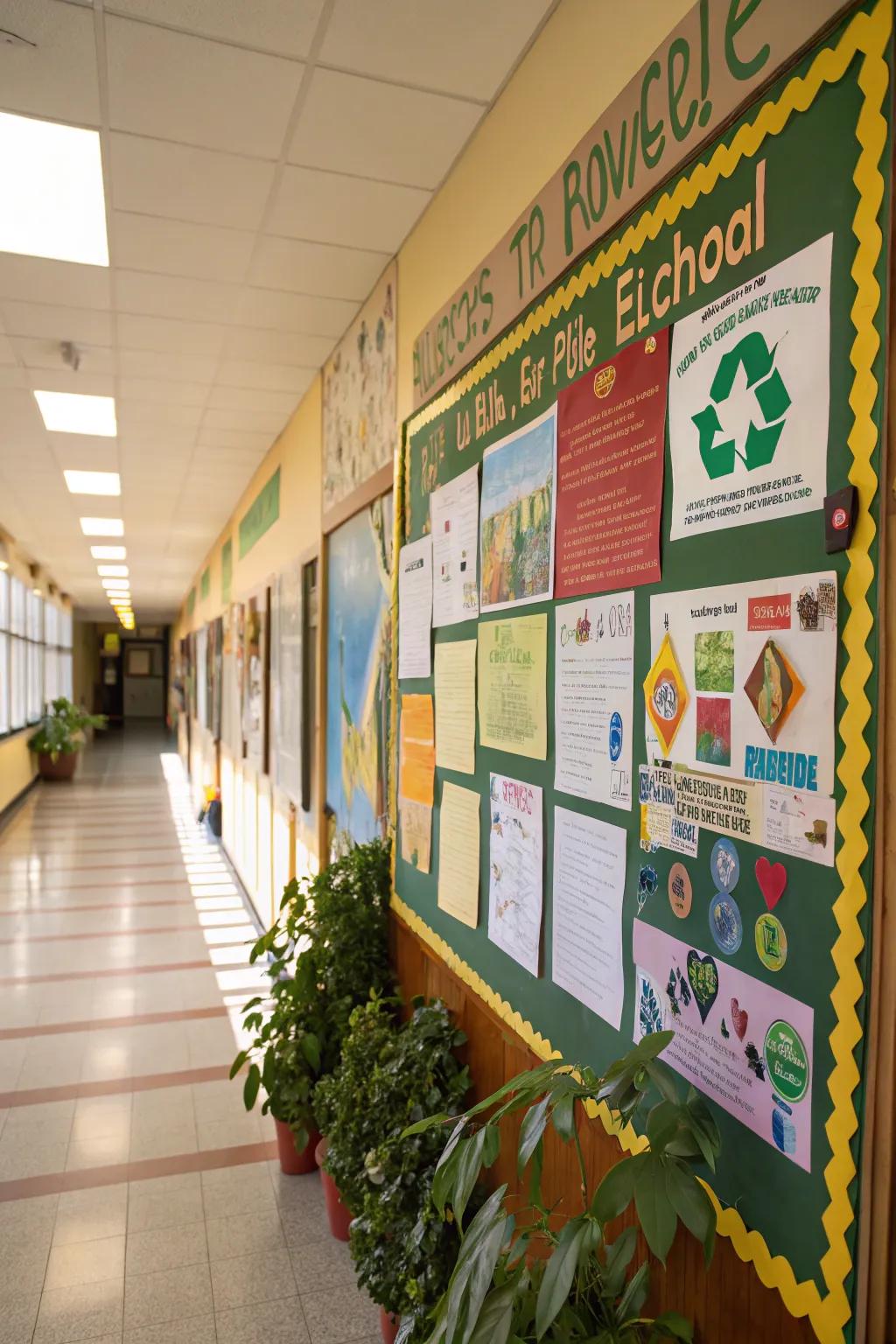 An eco-friendly board encouraging sustainable actions.