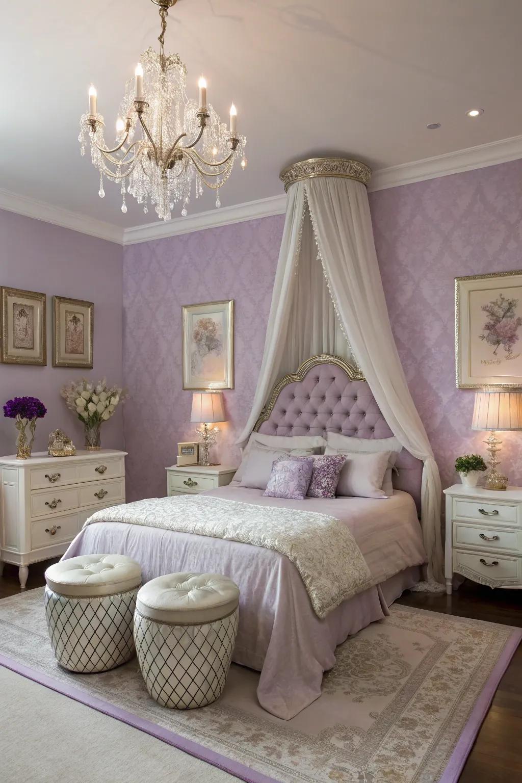 Lavender walls introduce beauty and peacefulness.