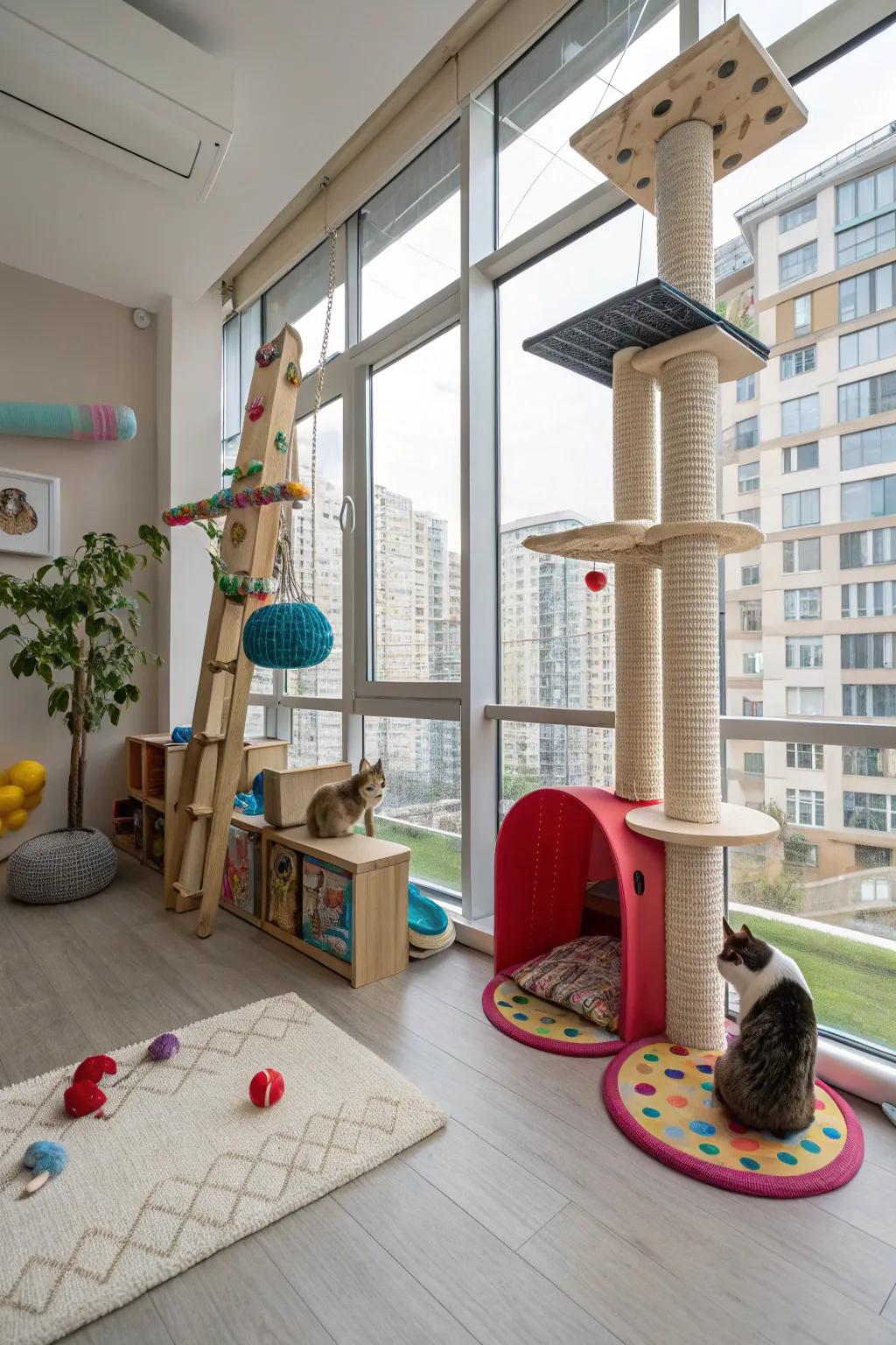A playful corner for active cats.