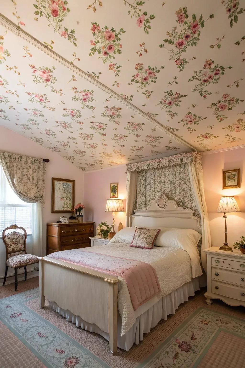 Infuse your home with romance using delicate blossom-themed ceiling designs.