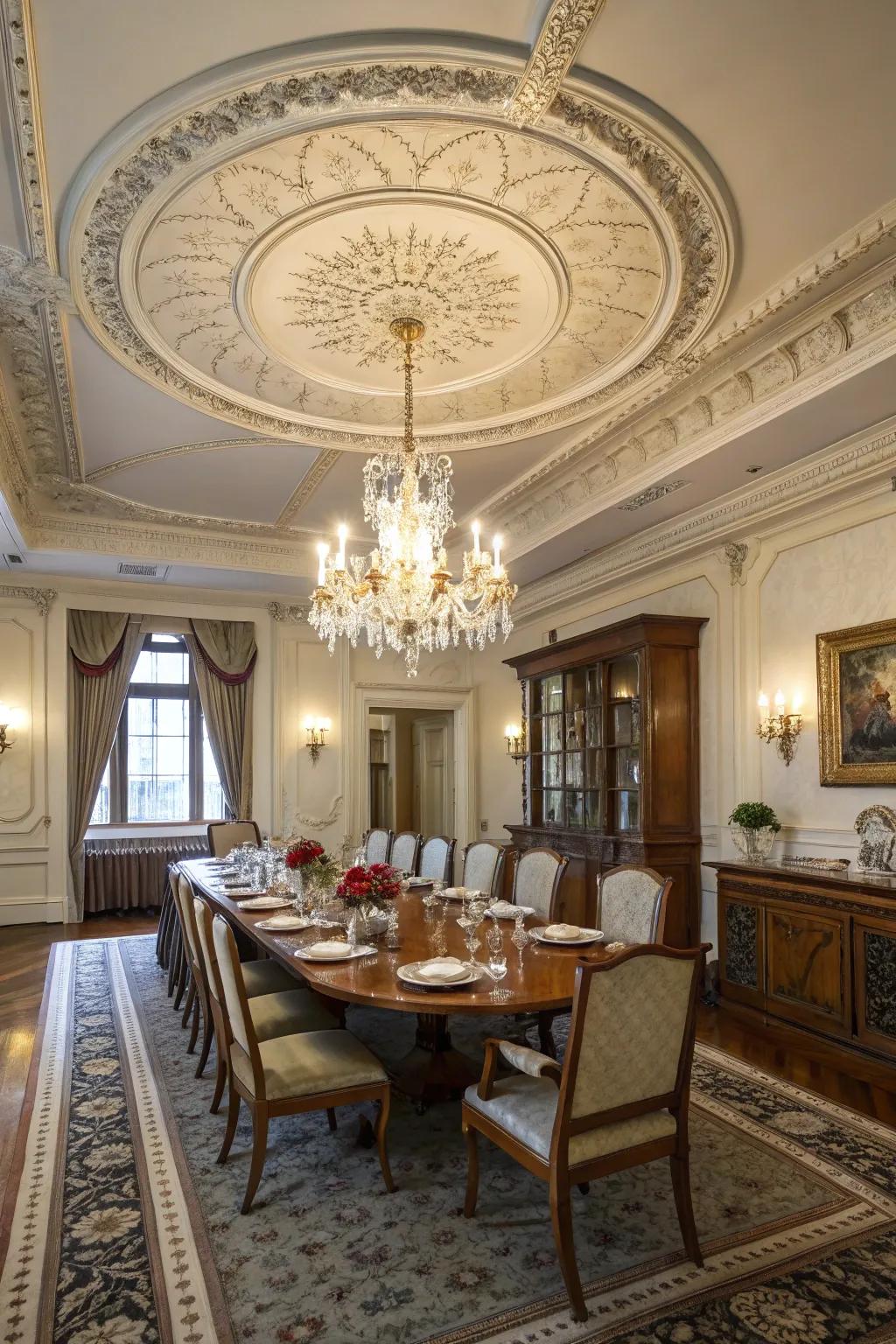 Ceiling medallions introduce detail and style.