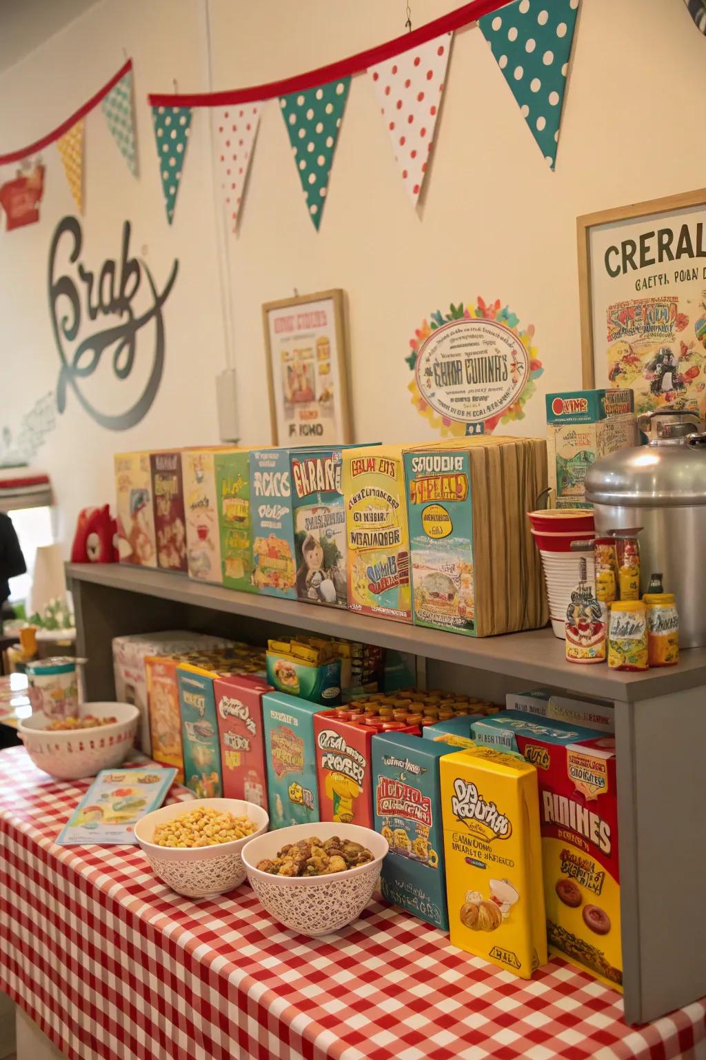 Nostalgic details add a unique charm to your cereal station.