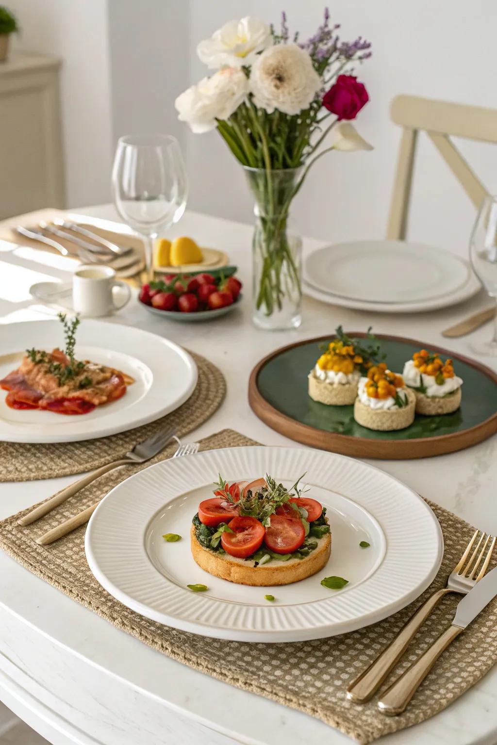 For a tidy and elegant appearance, use simple and classic charger plates.