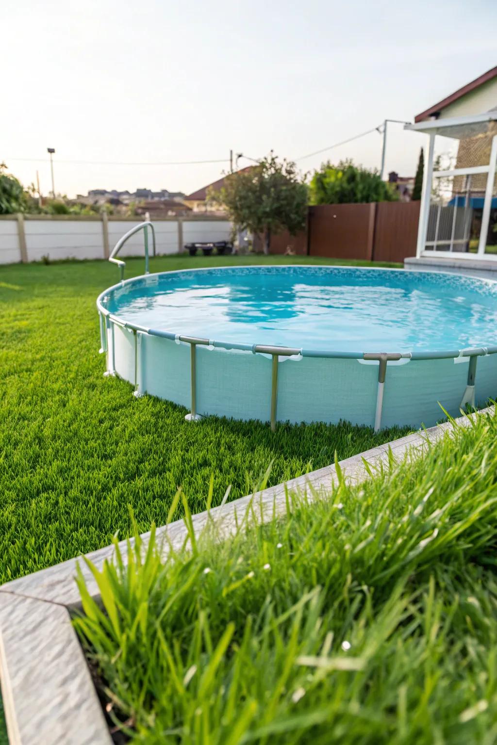 Artificial grass offers a lush landscape that requires no upkeep.