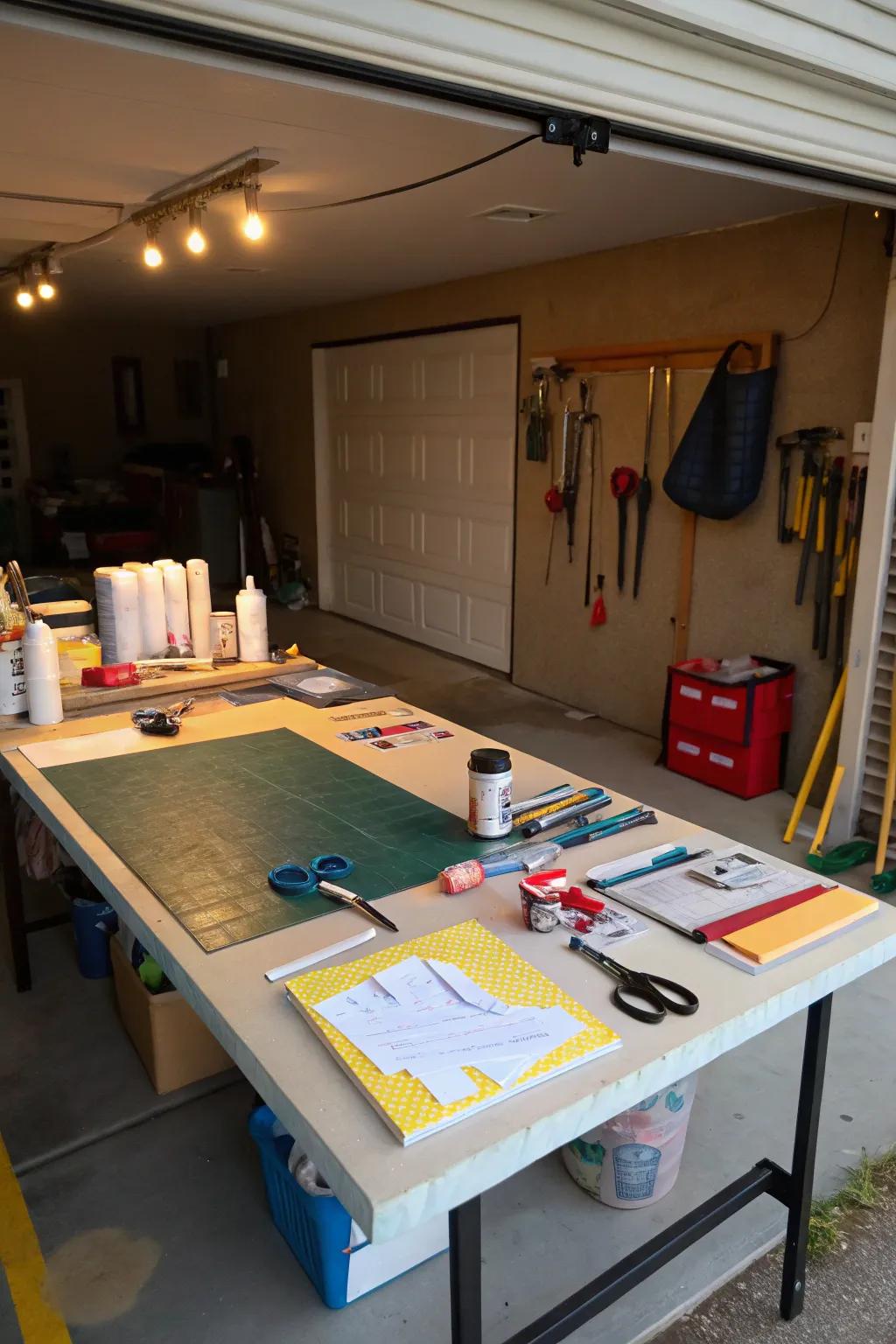 A crafting area encourages imagination in your hangout space.
