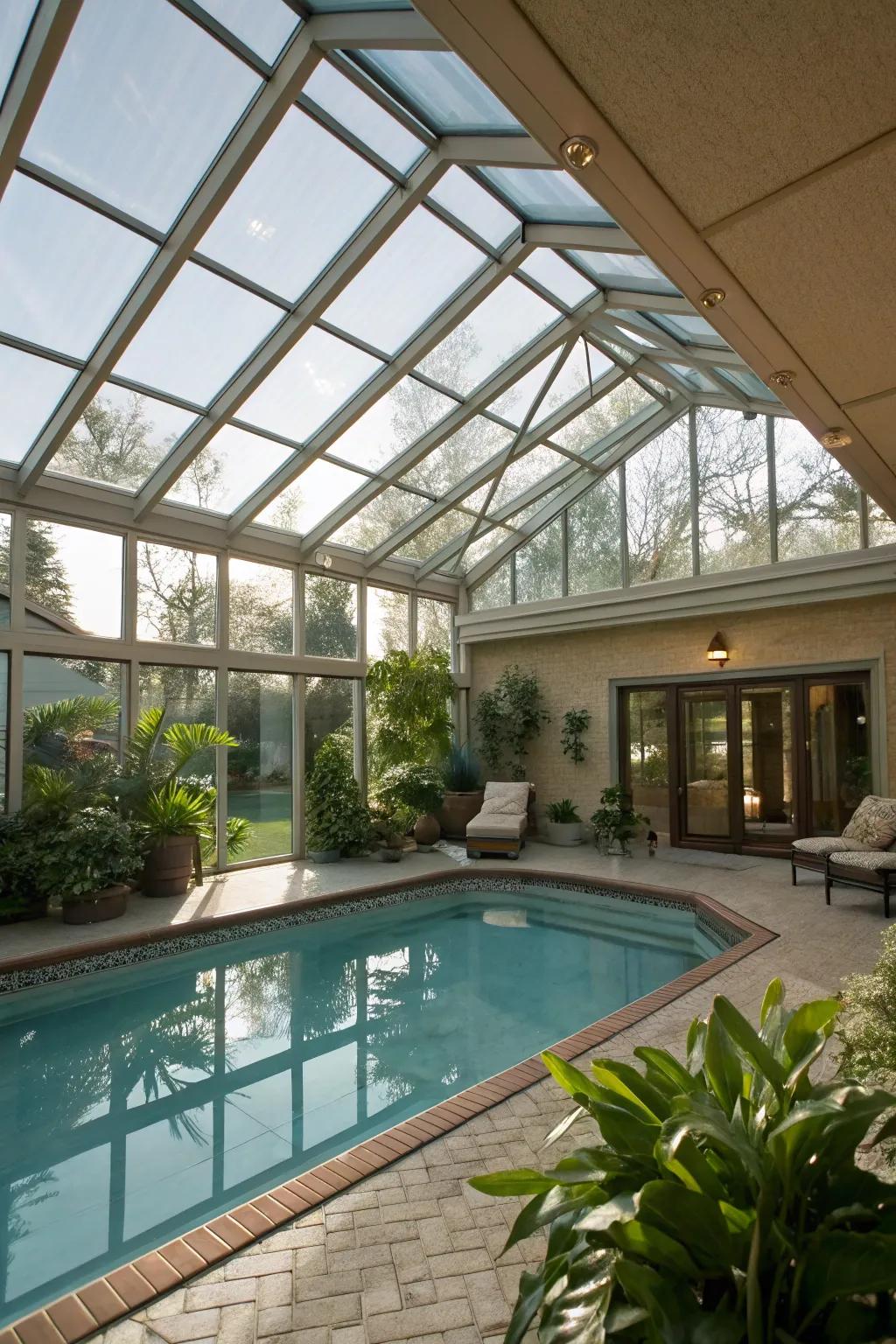 For your interior pool, a solarium provides a sun-drenched retreat.
