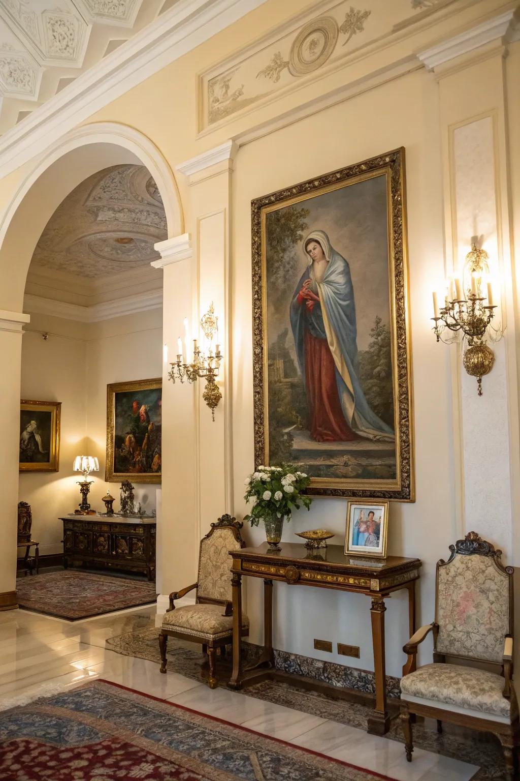 Antique art enhances any room with historical grace.