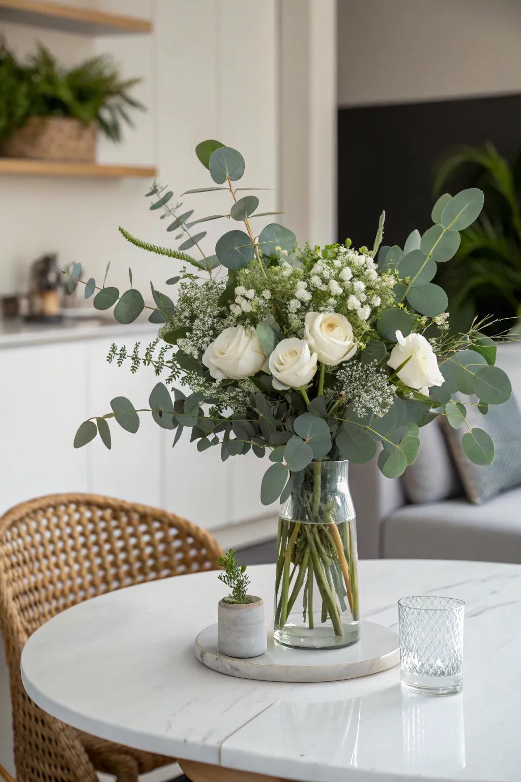 Fragrant leaves and chalk blooms deliver a revitalizing, modern vibe.
