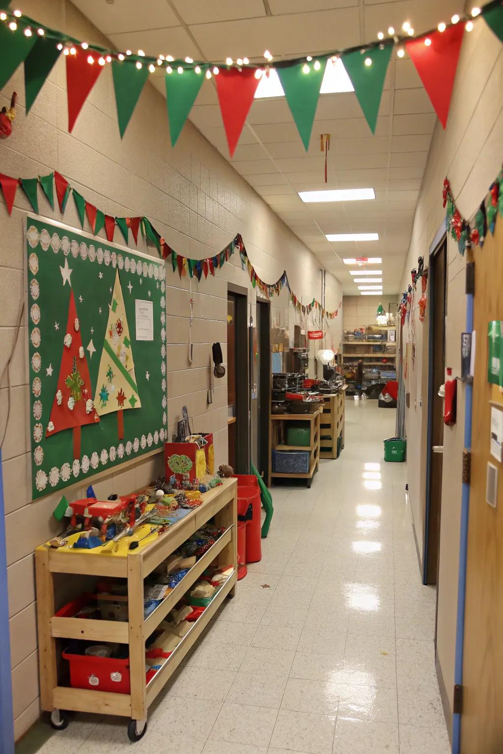 Discover the bustling activity in the Elf Workshop hallway.