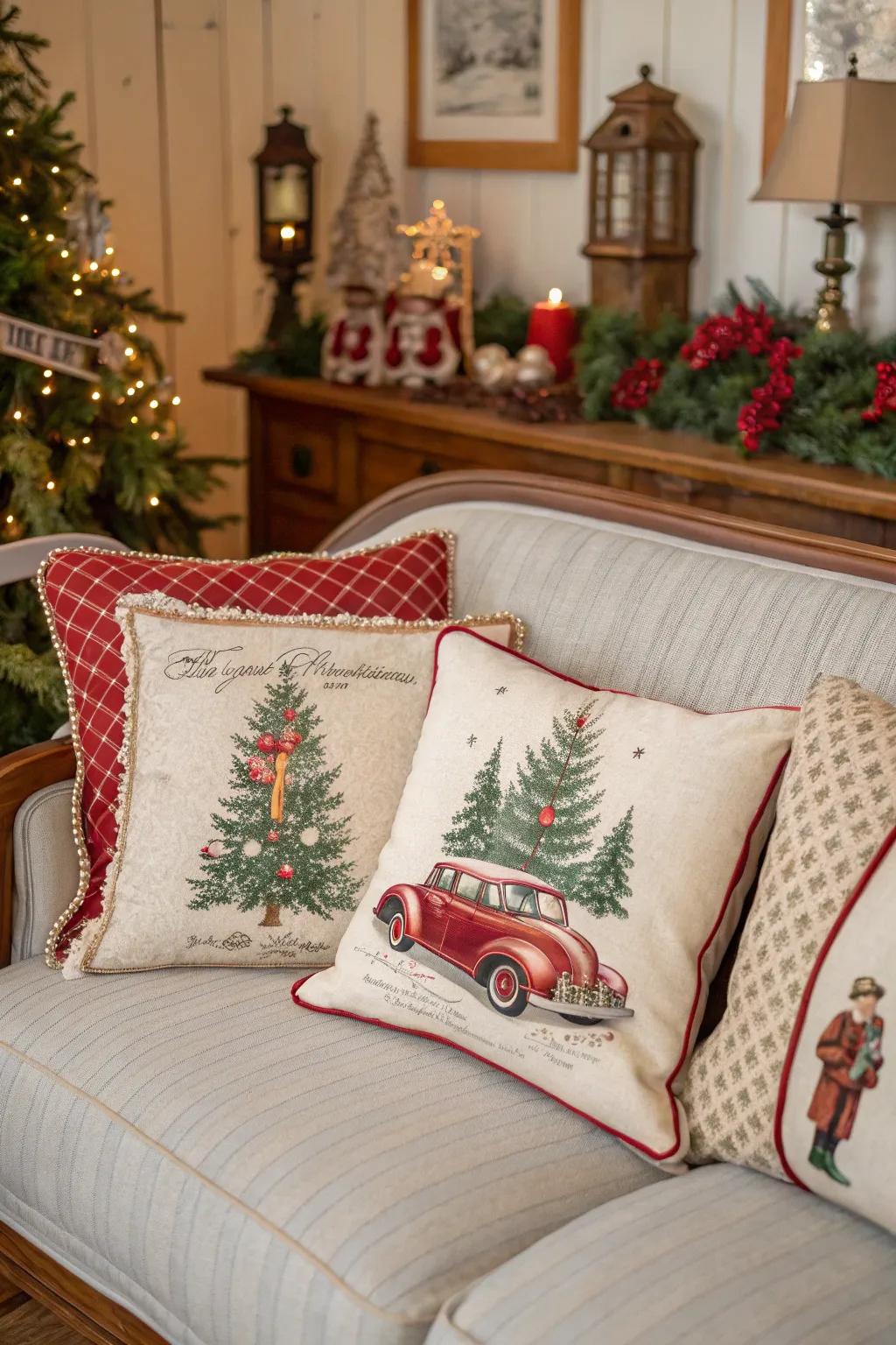 Timeless prints infuse a nostalgic charm into holiday decorations.