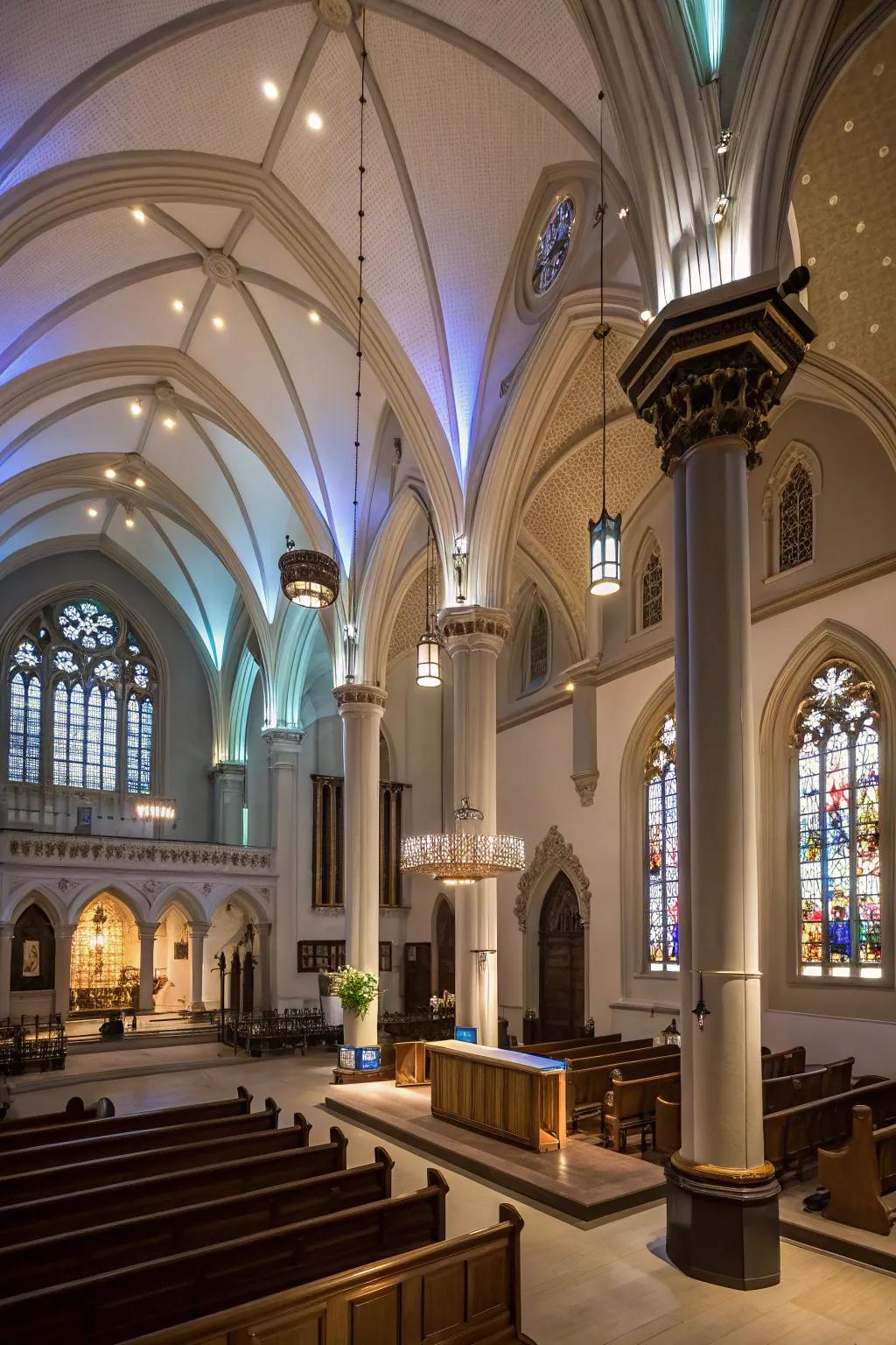 Lighting that enhances architectural splendor and atmosphere.