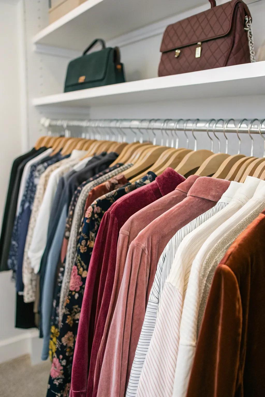 Uniform garment stands provide a streamlined look.