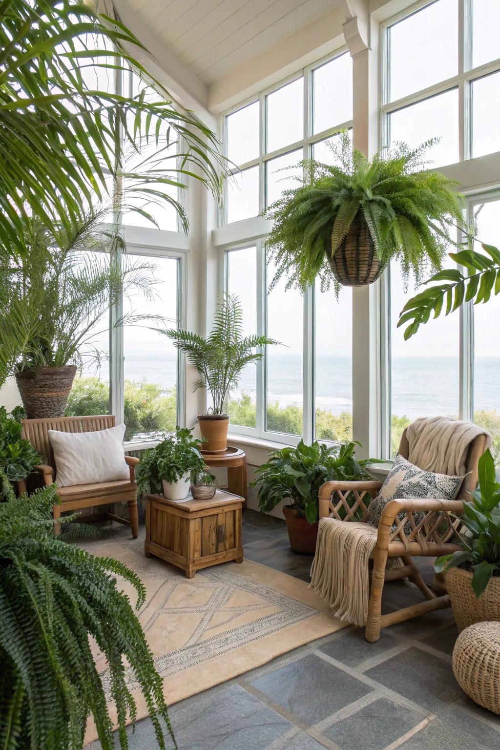 Greenery imparts liveliness and a refreshing touch.