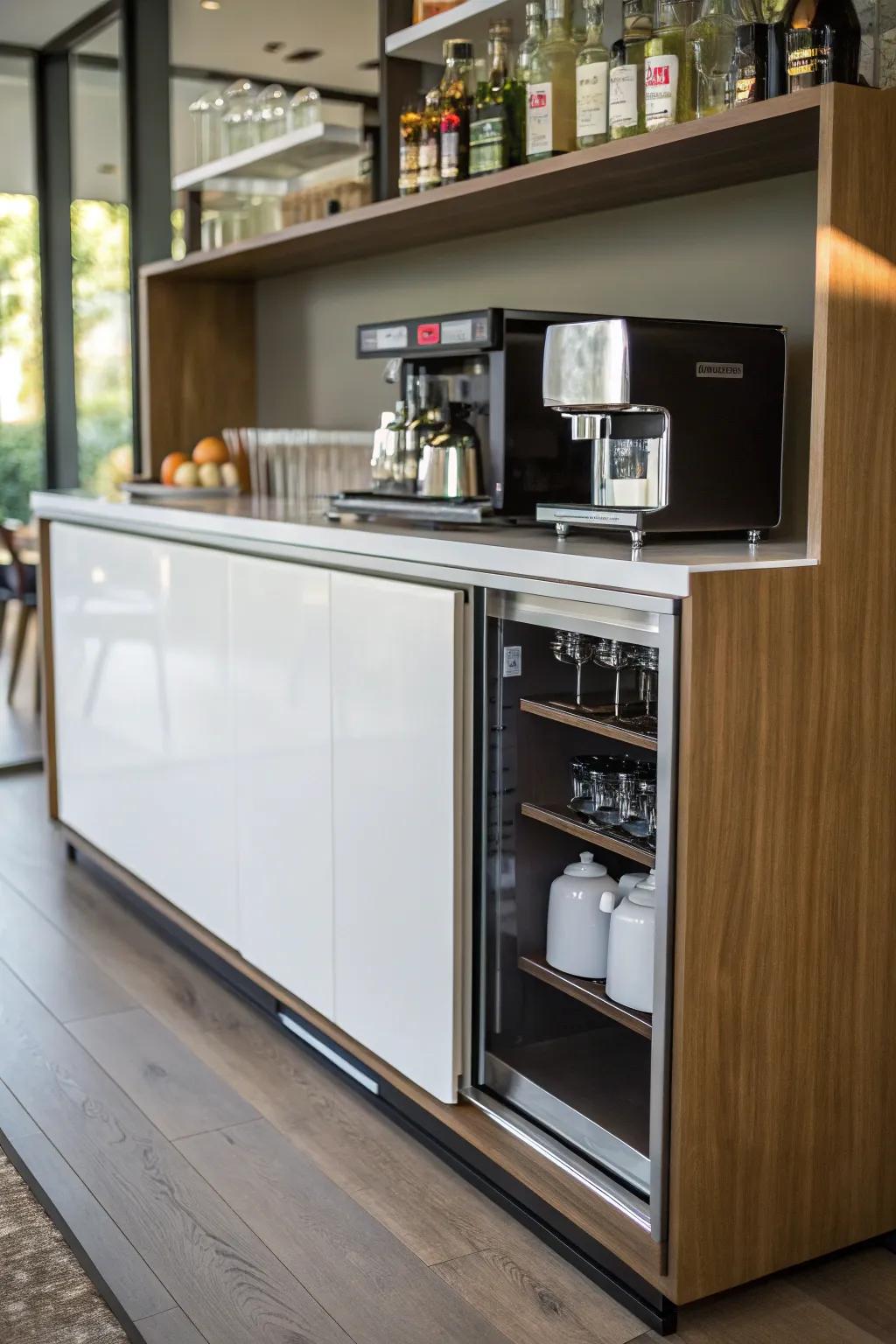 Concealed storage options that maintain a clean look.