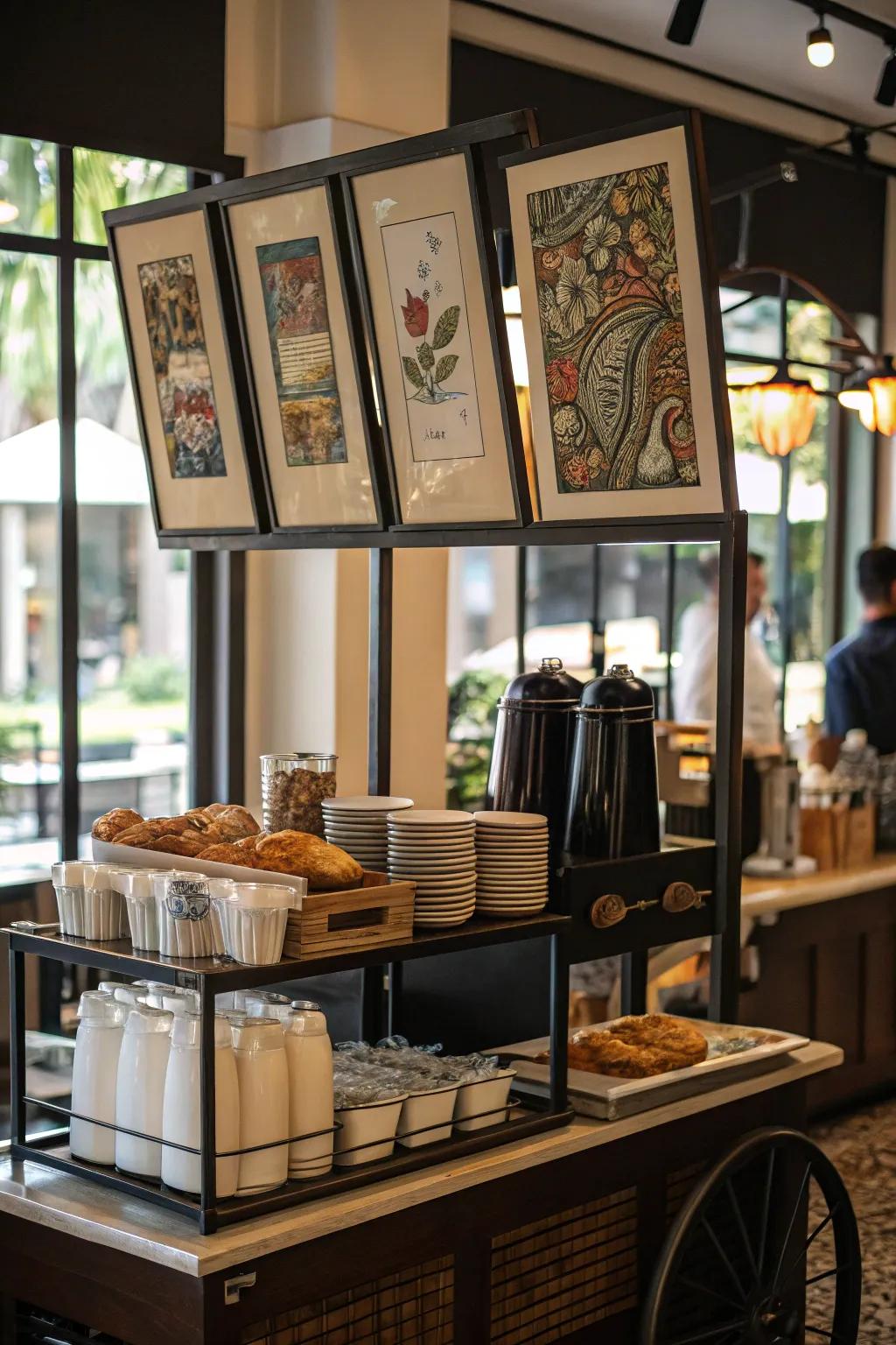 Enhance your coffee space with artistic touches.