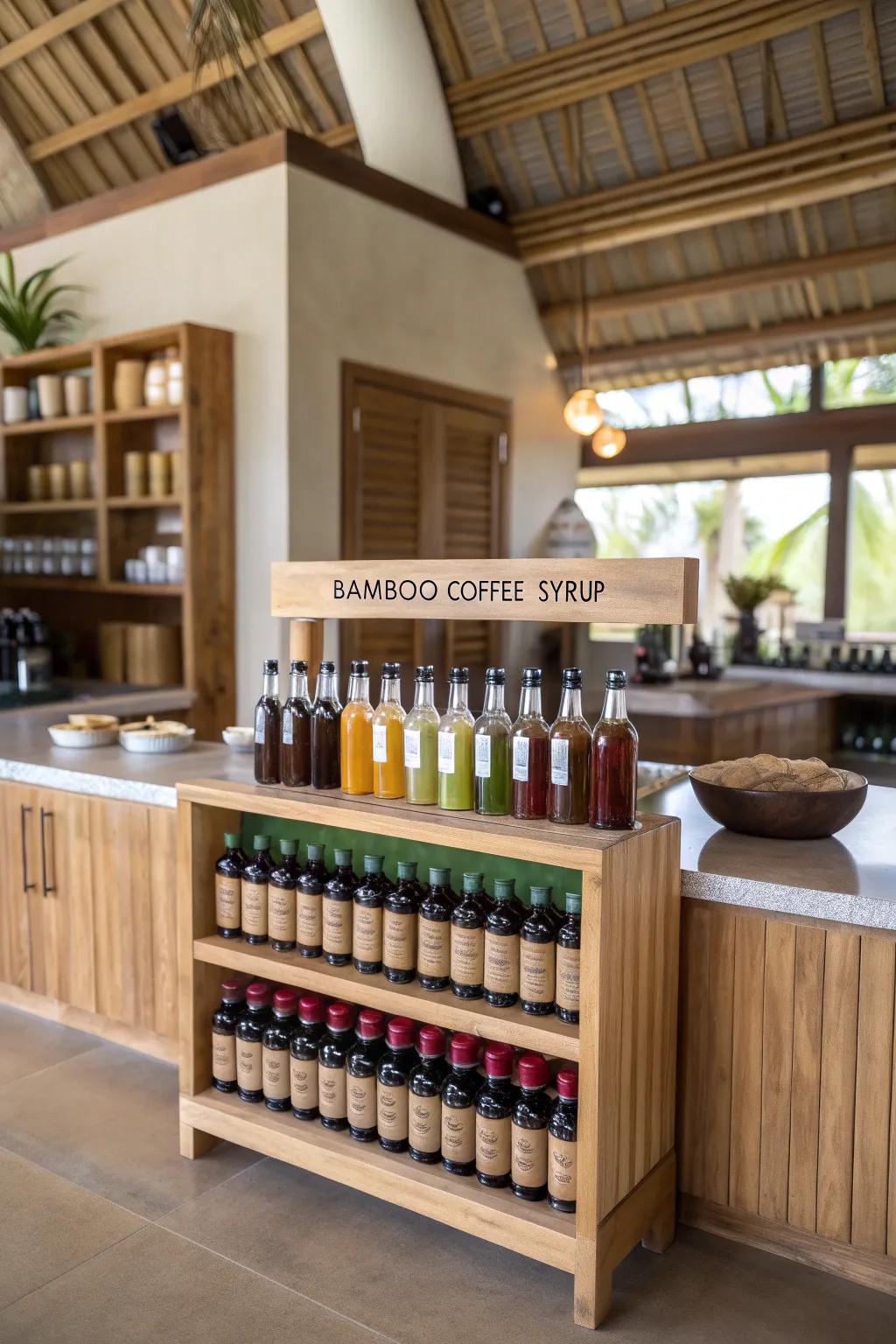 Bamboo stand for a sustainable and welcoming coffee nook.