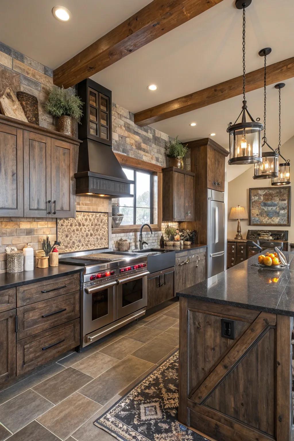Uniting textures imparts profundity and dimension to the cooking area.