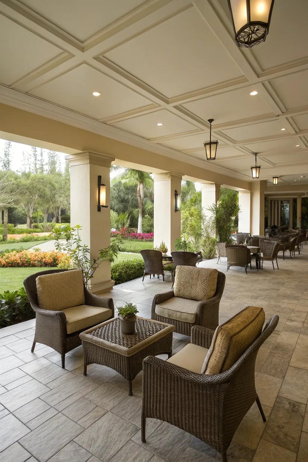 An open-layout patio ideal for both social events and relaxation.