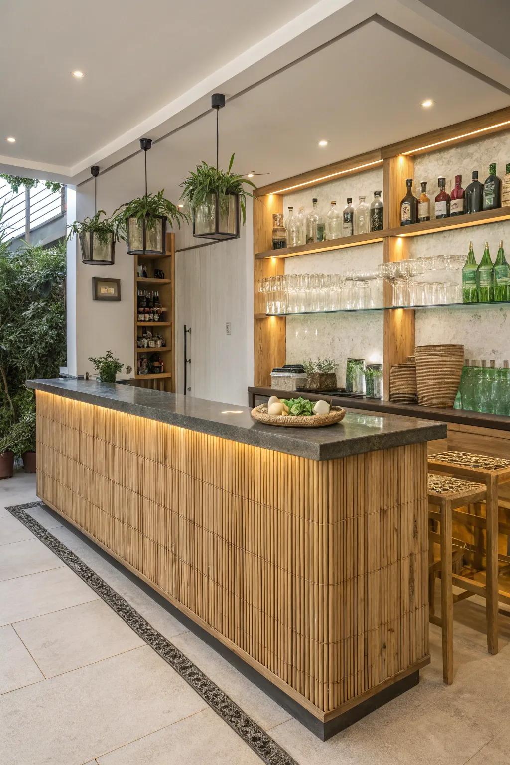 Embrace sustainability with an eco-friendly bar design.