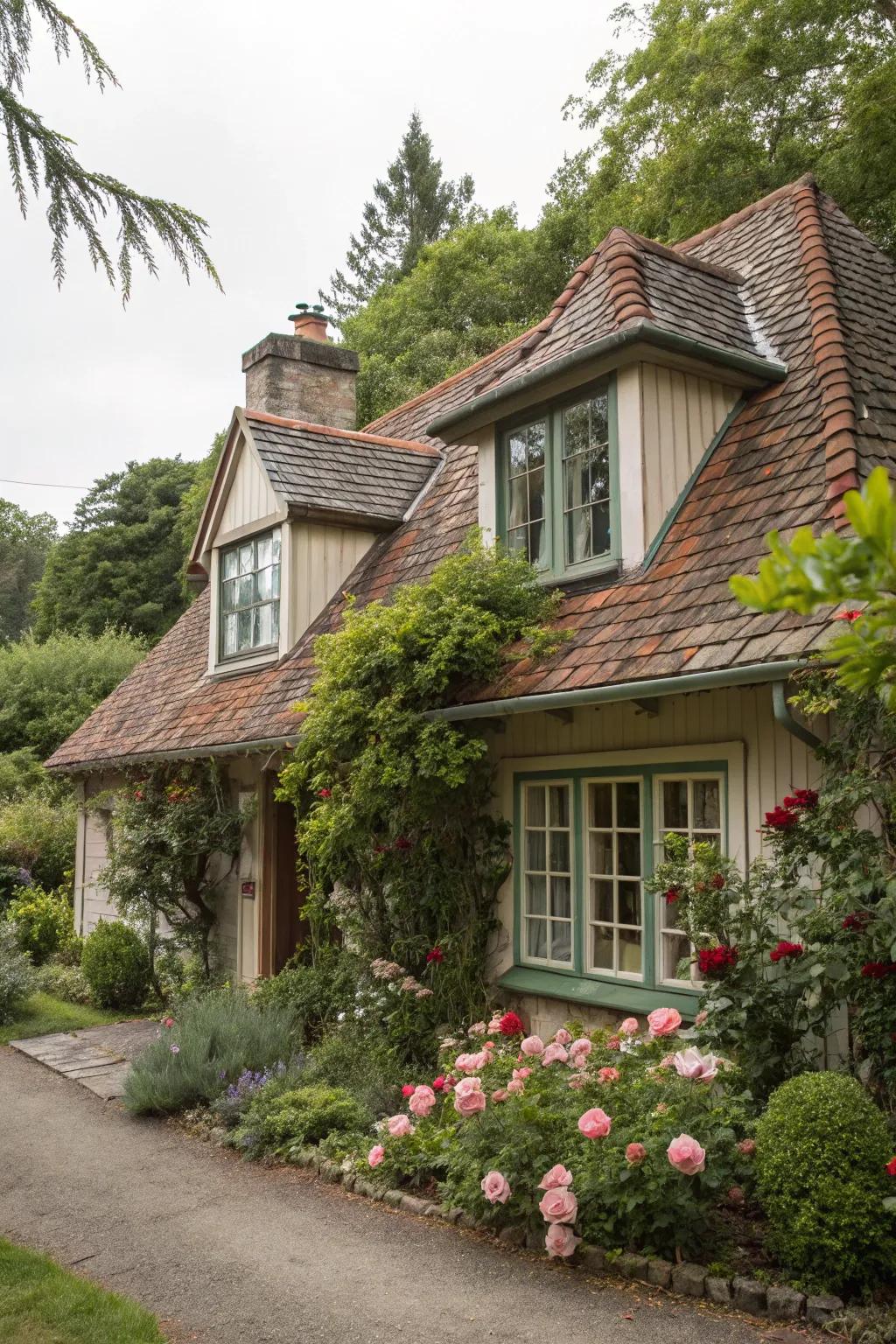 Upper-story windows infuse charm and light into a cottage facade.