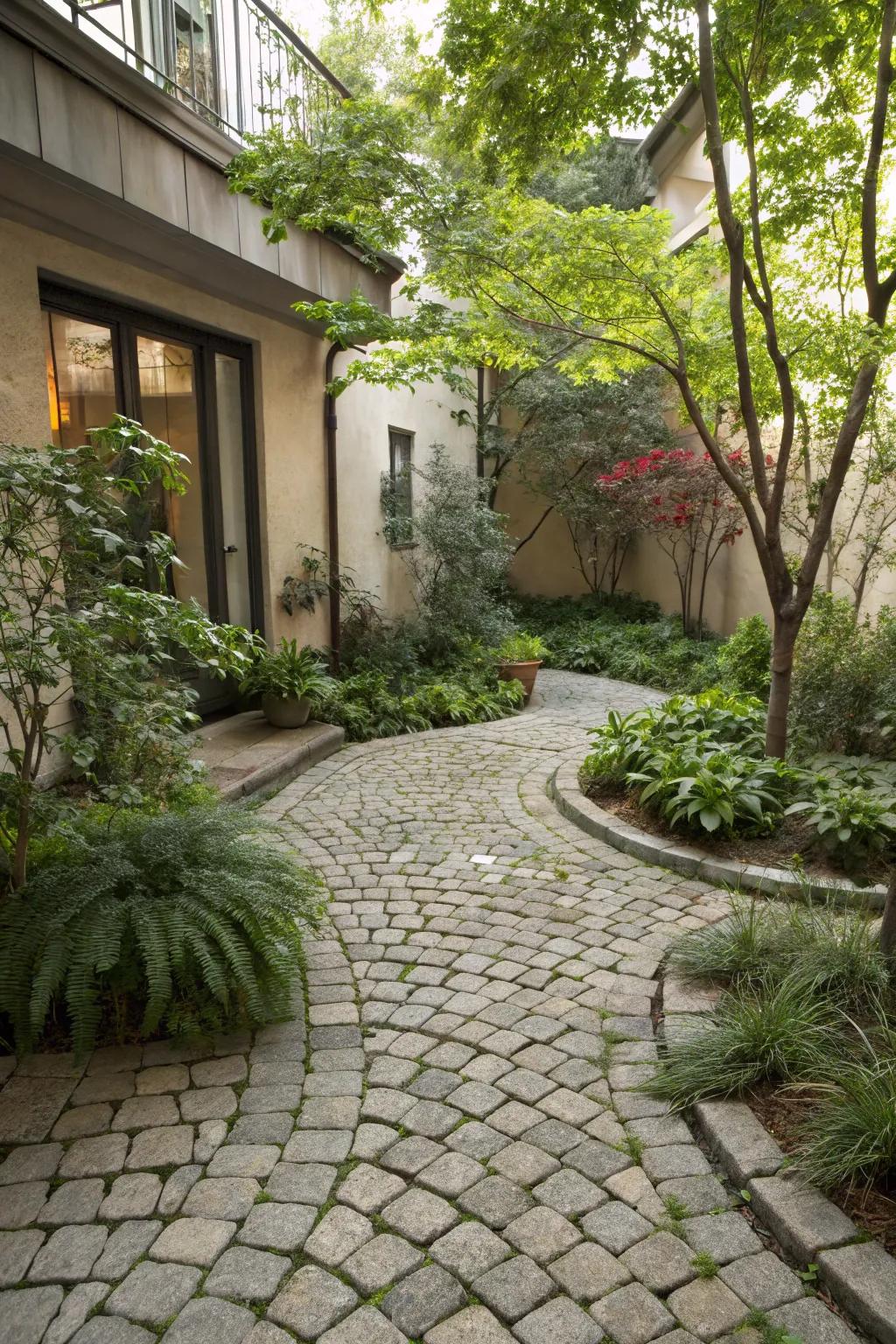 Opt for permeable hardscaping for an eco-friendly and stylish courtyard.