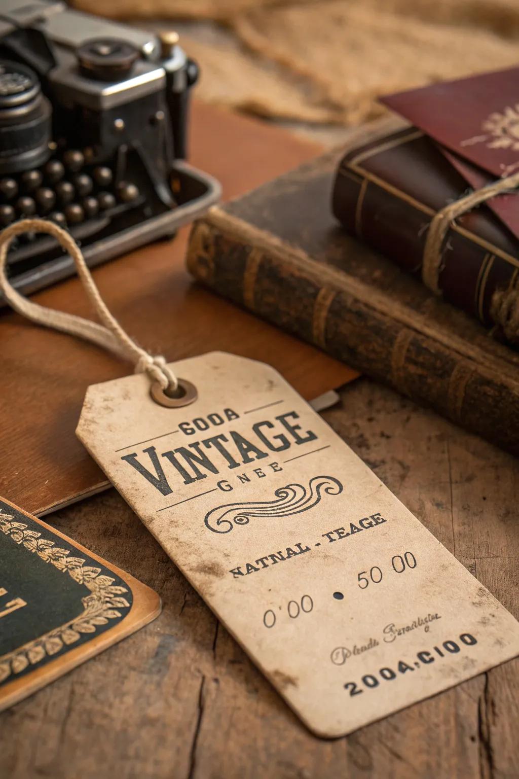 A vintage-styled tag that carries a nostalgic charm.