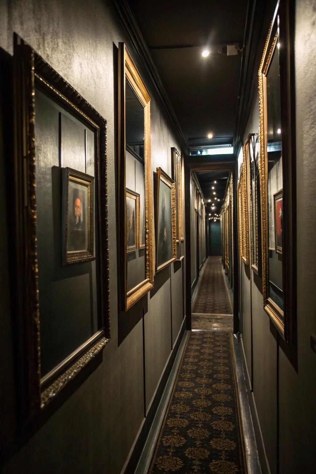 Mirrors can improve the appearance of roominess and lighting in picture arrangements.