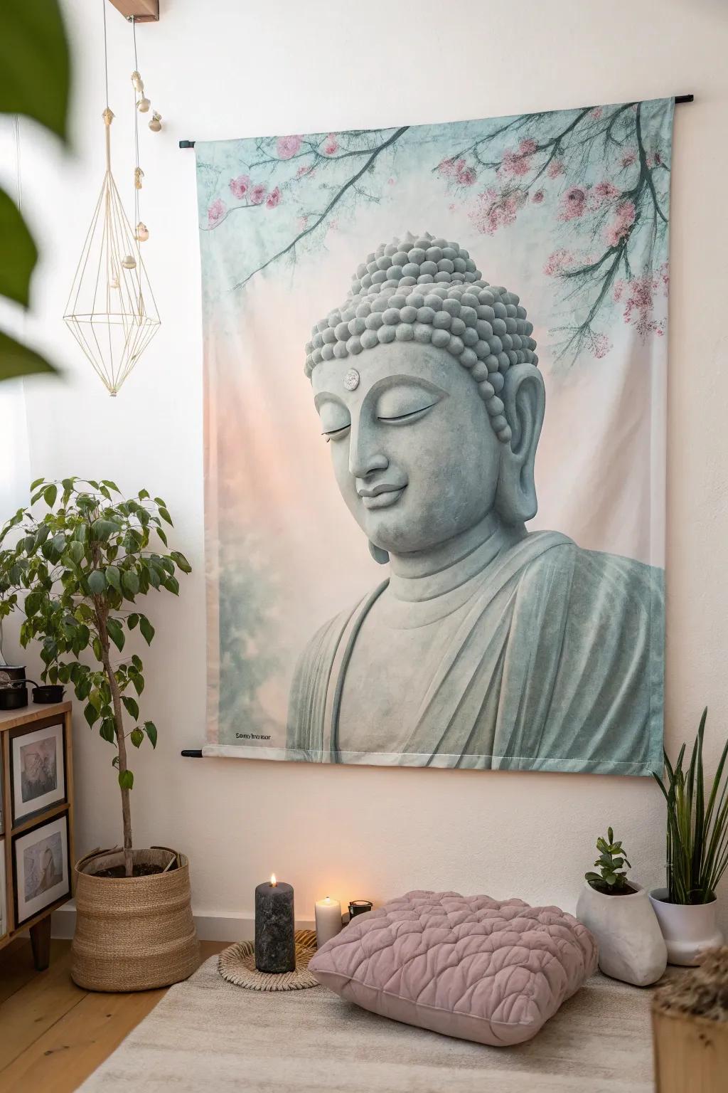Spiritual art creates serenity and reflection in interiors.