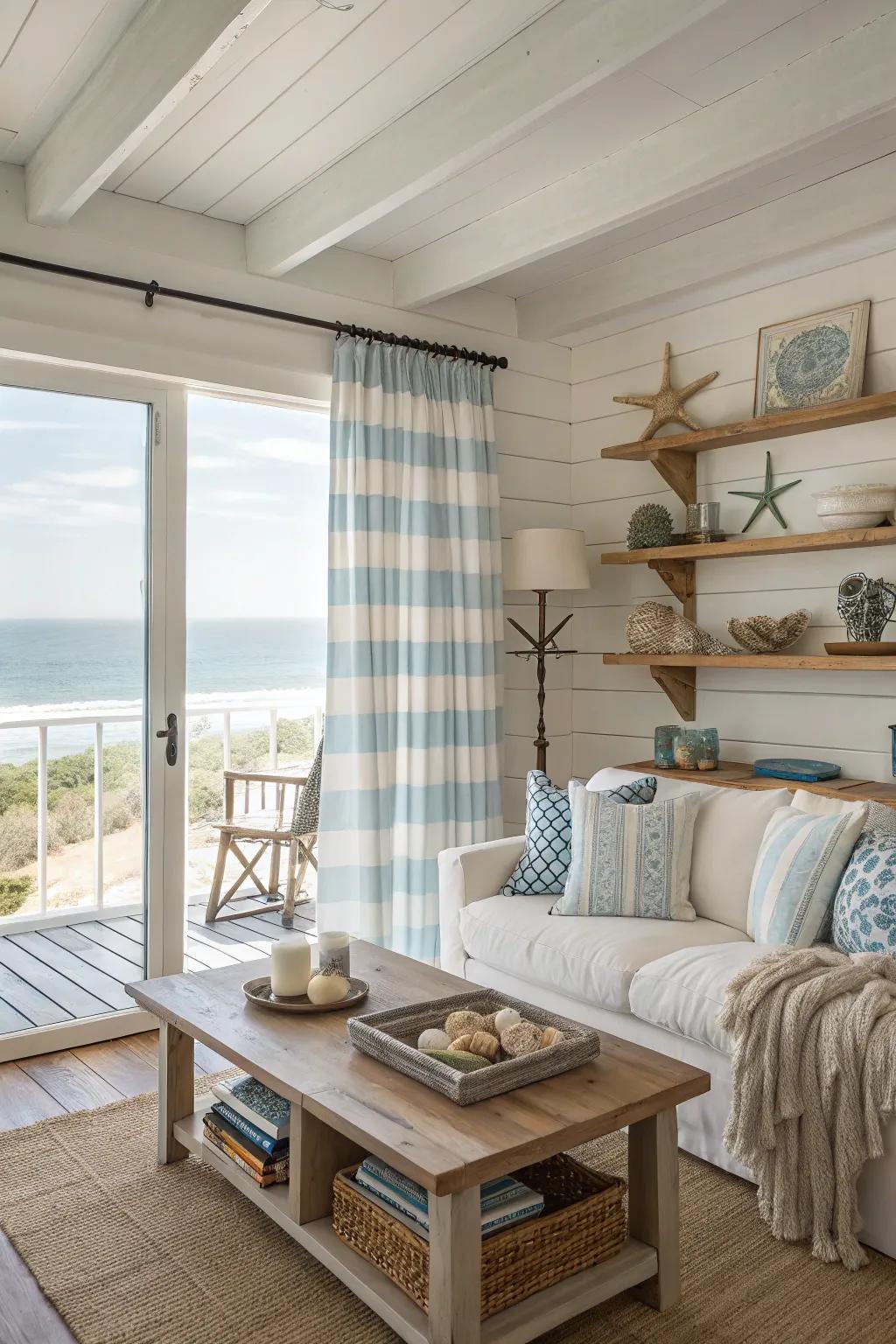 Sea-inspired stripes introduce a touch of the coast to your home.